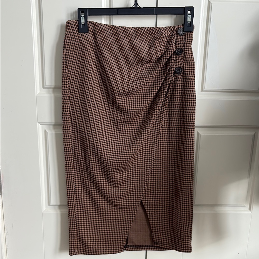 Grace Karin Brown Tan Midi Pencil Skirt